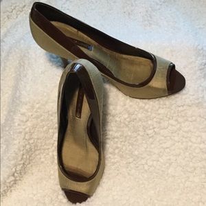 Bandolino Silk and Leather Peep Toe Shoes